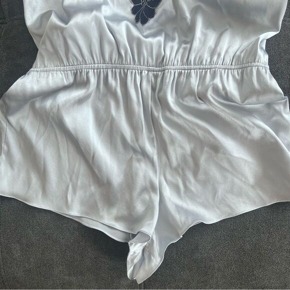 Salua Stardust Silver-Grey & Black Silk Mini Romper Lingerie - Picture 9 of 14